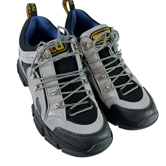 GUCCI Gray Leather Mesh Flashtrek Men Sneakers Made in Italy 11UK / 11.5US - Picture 5 of 13